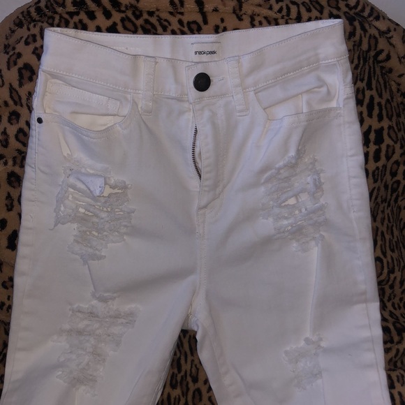 High waisted ripped white skinny jeans - size 5 - Picture 3 of 5
